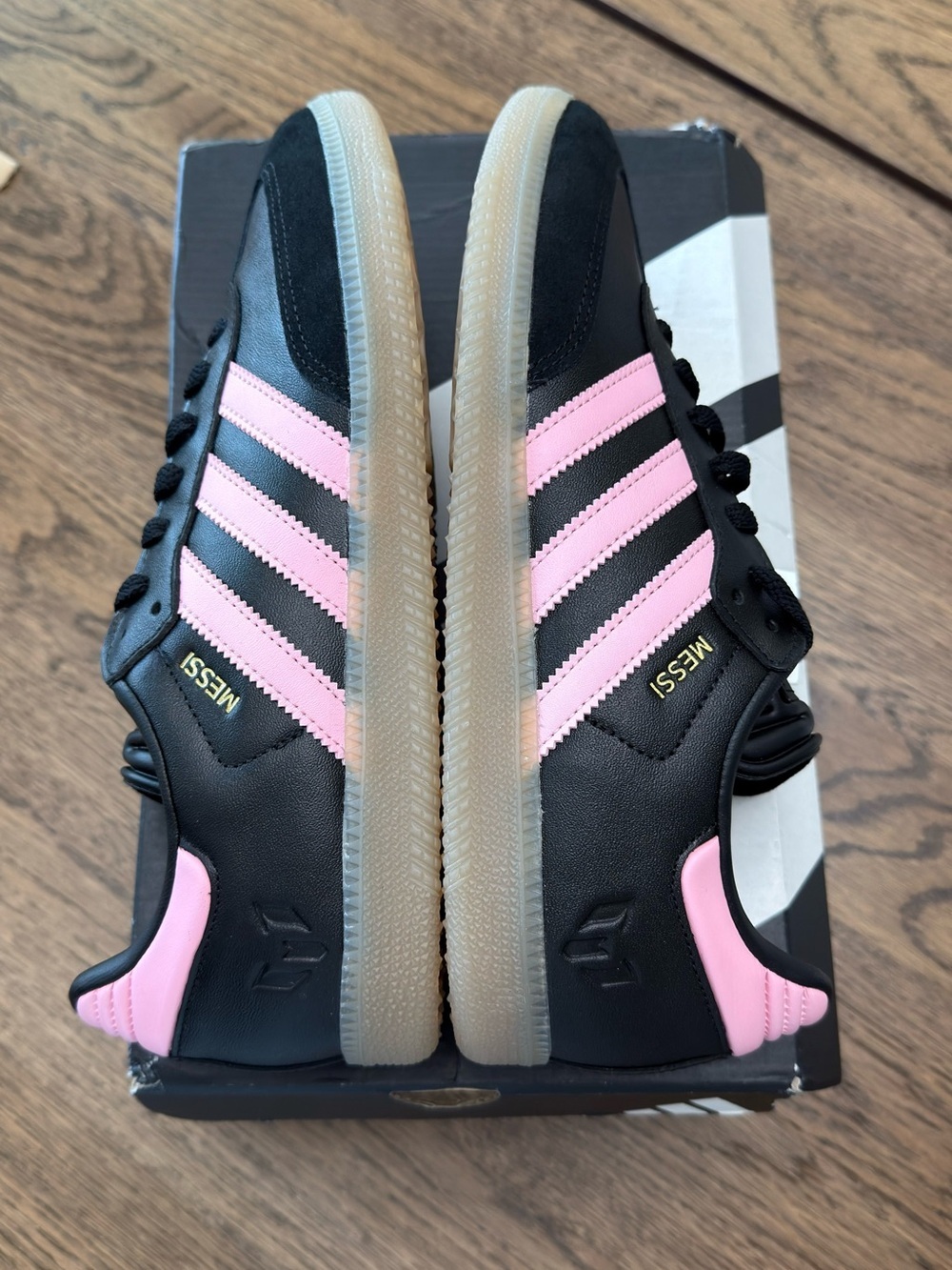 Adidas Lionel Messi x Samba Inter Miami CF Black Pink Leather Sneakers Men’s 9 - Picture 3 of 8